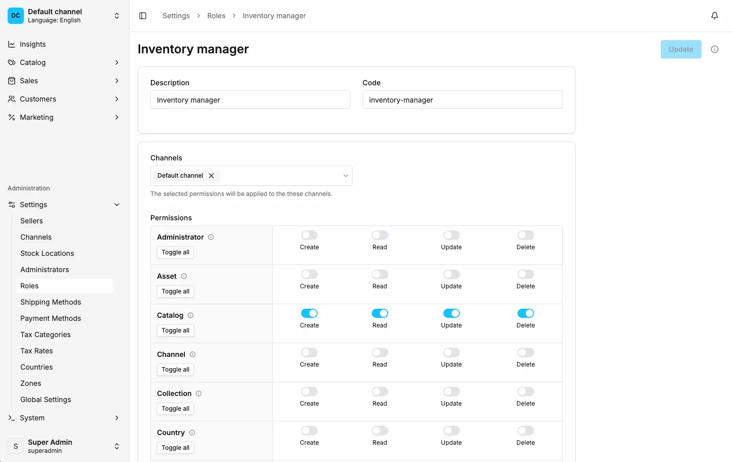 Inventory Manager role